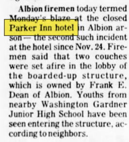 Parker Inn Hotel (Munger Place Apartments) - 1972 Fire Incident